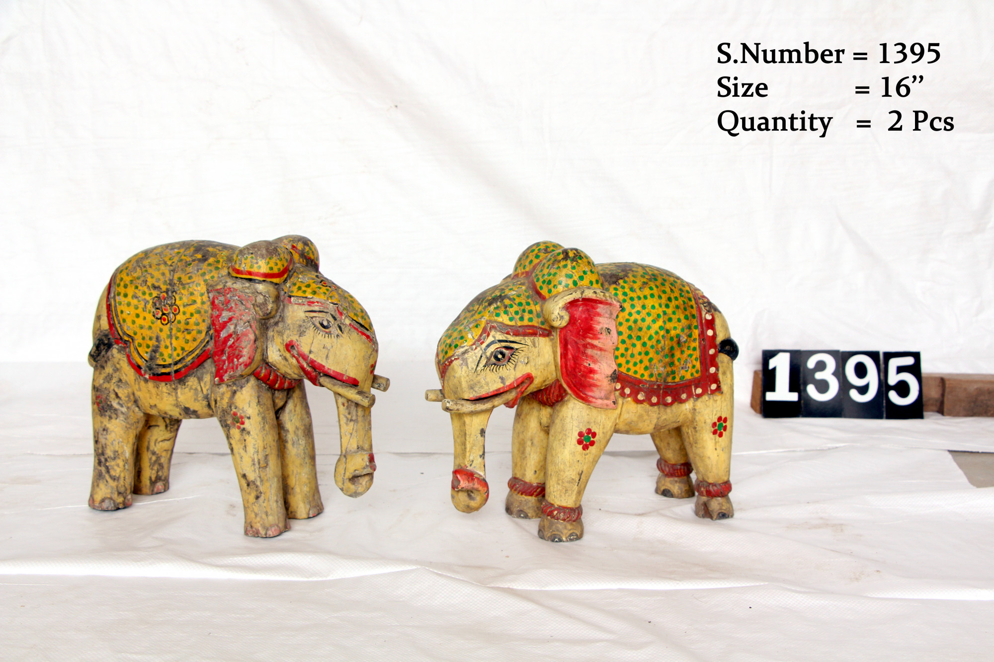 Vintage hand carved wooden elephants