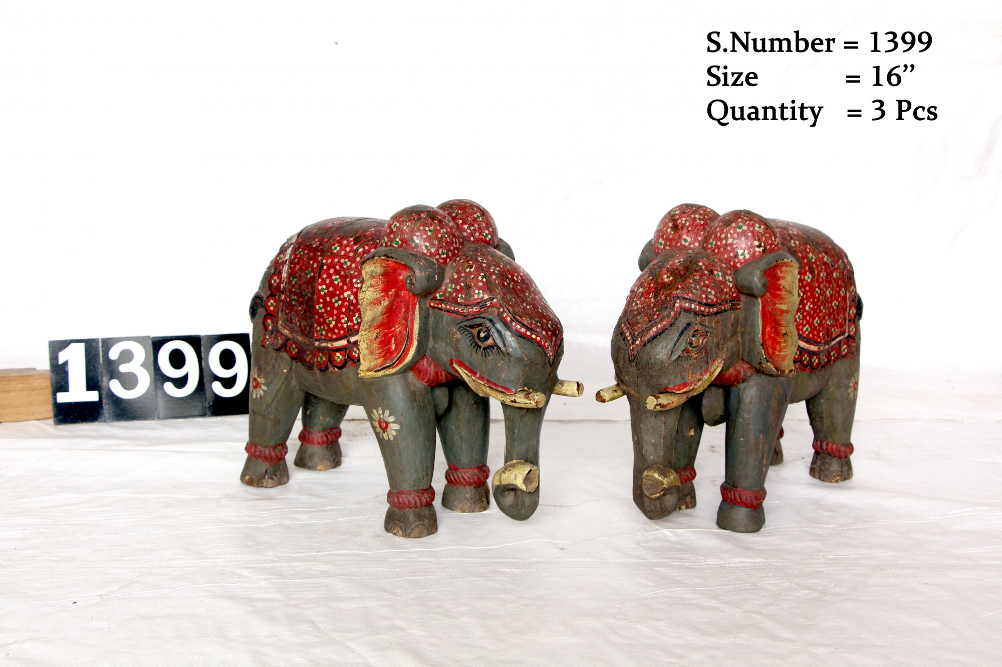 Vintage hand carved wooden elephants