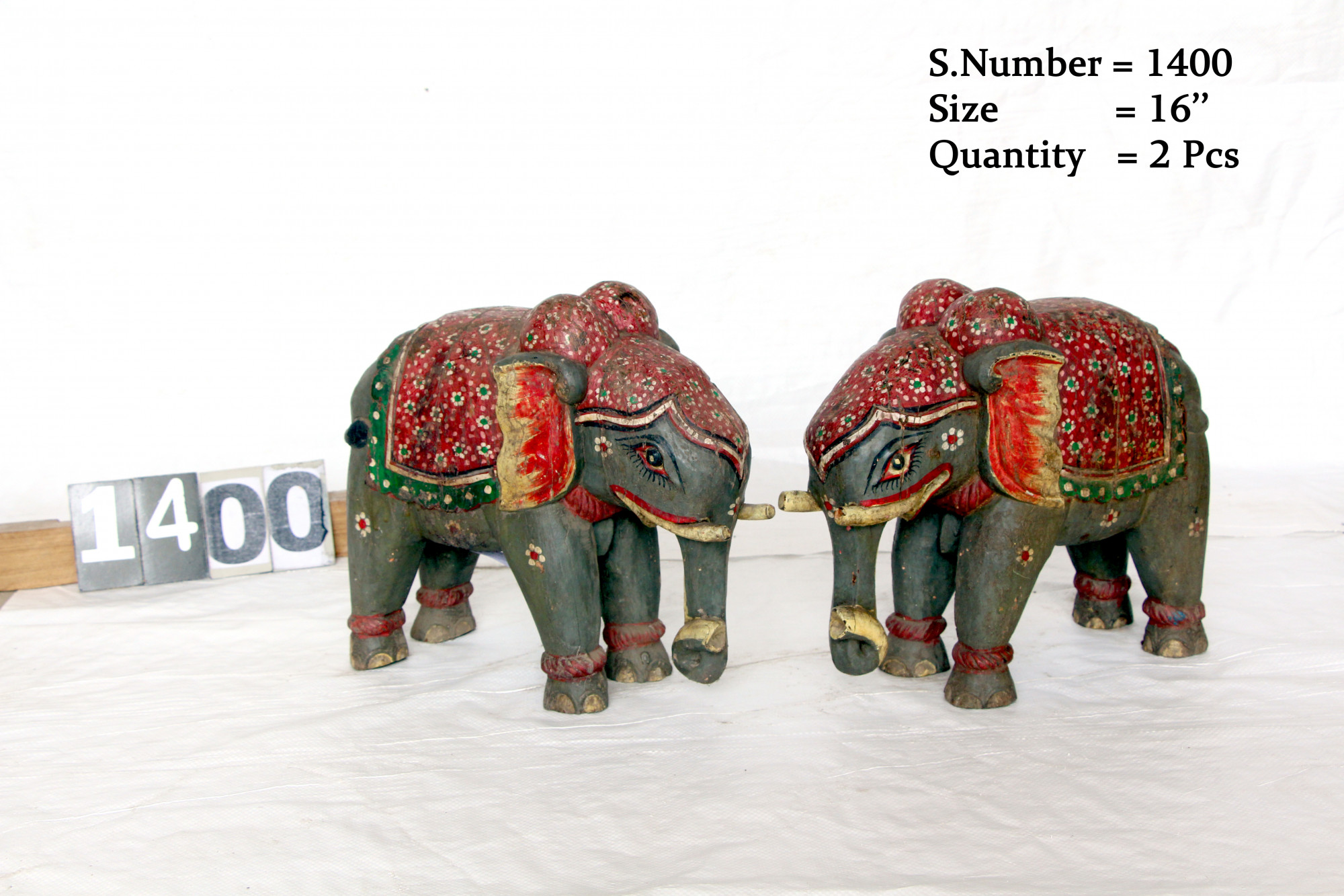 Vintage hand carved wooden elephants