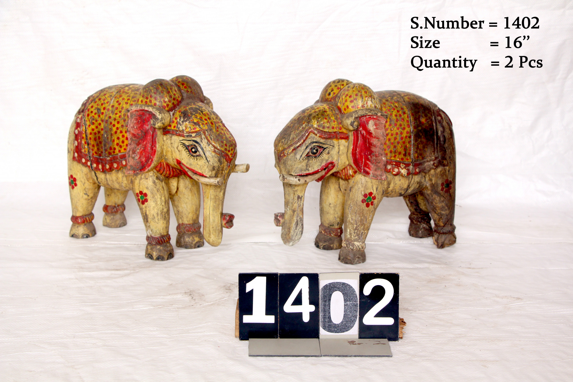 Vintage hand carved wooden elephants