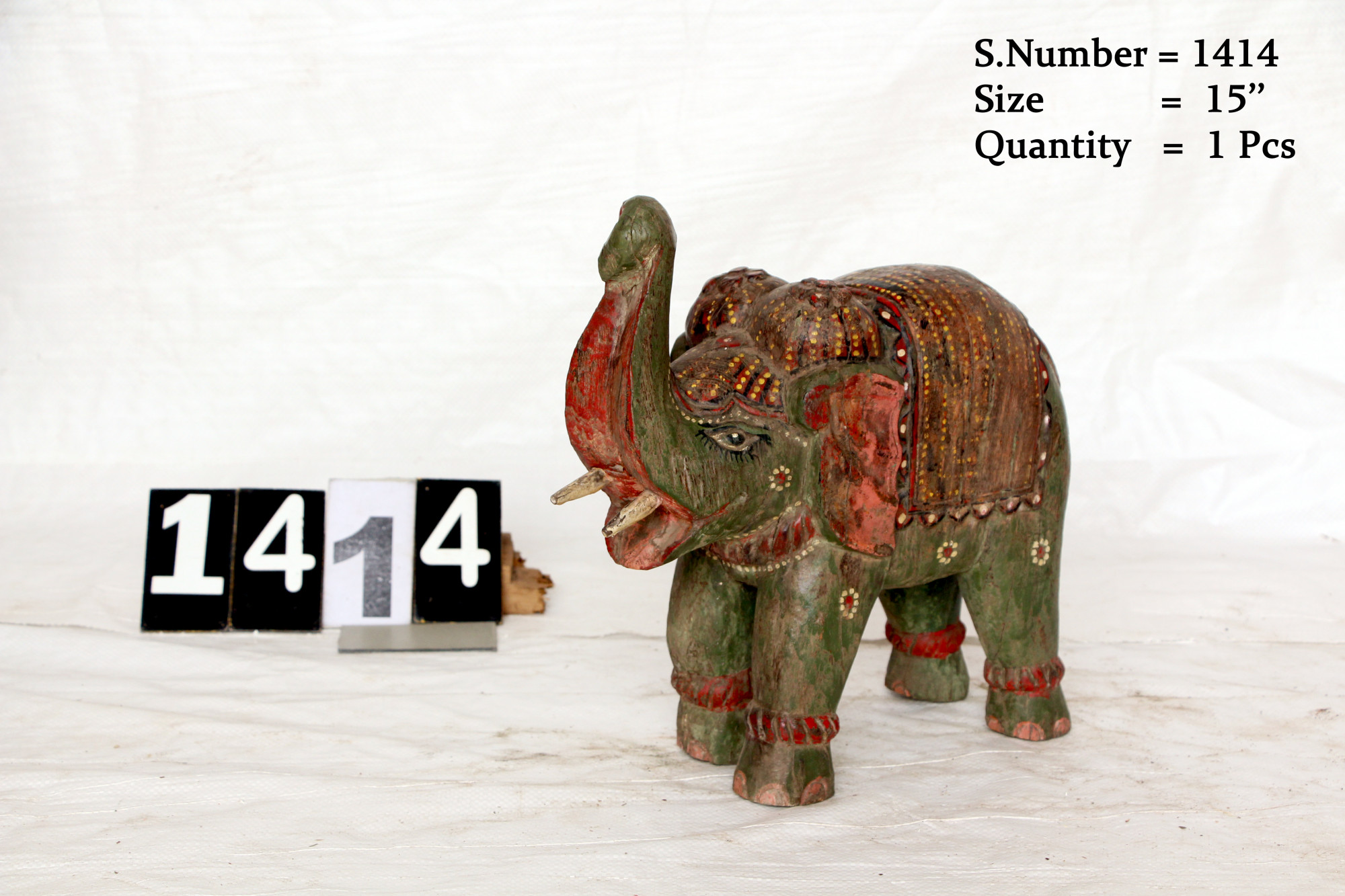 Vintage hand carved wooden elephant