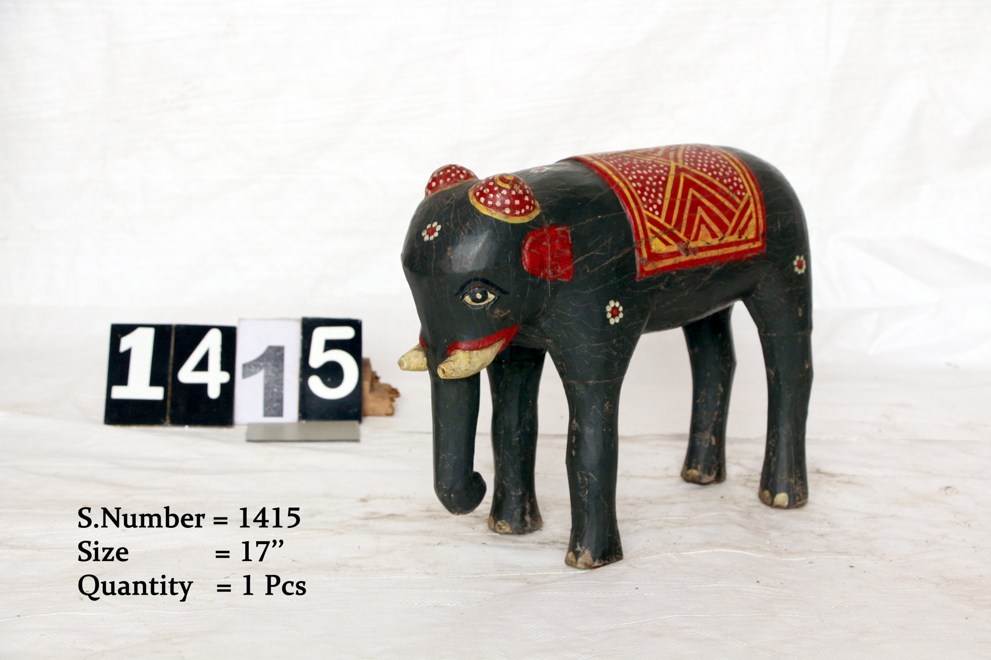 Vintage hand carved wooden elephant