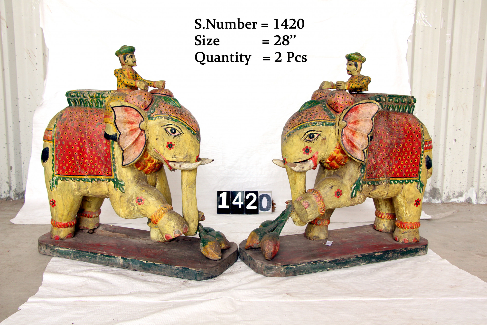 Vintage hand carved wooden elephant