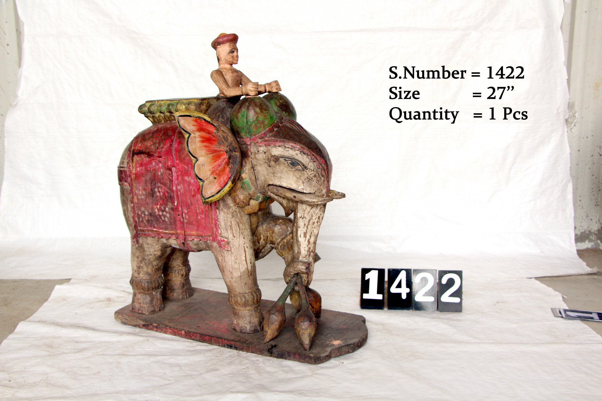 Vintage hand carved wooden elephant
