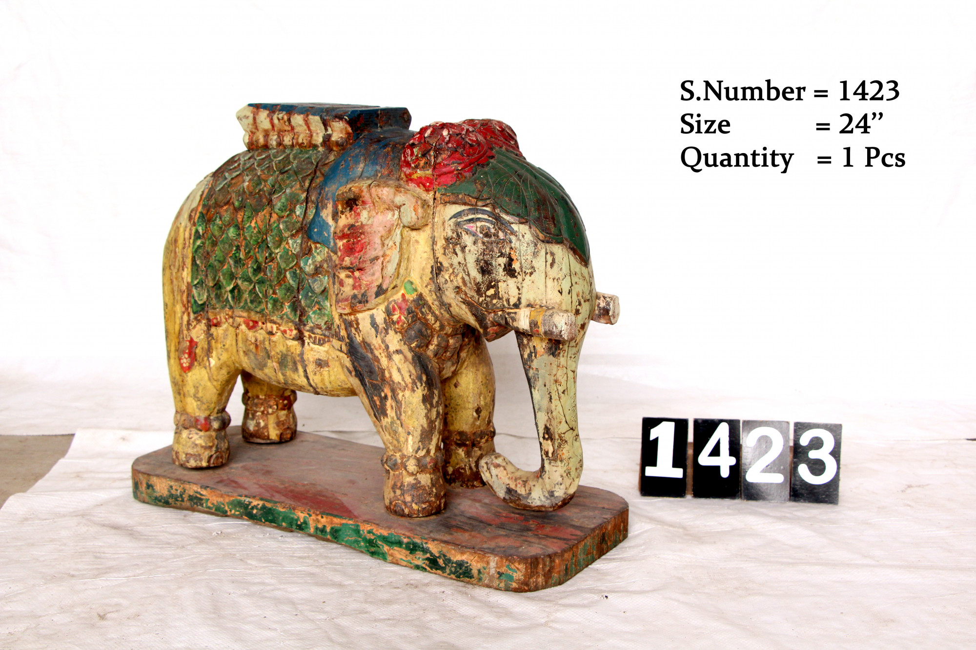 Vintage hand carved wooden elephant