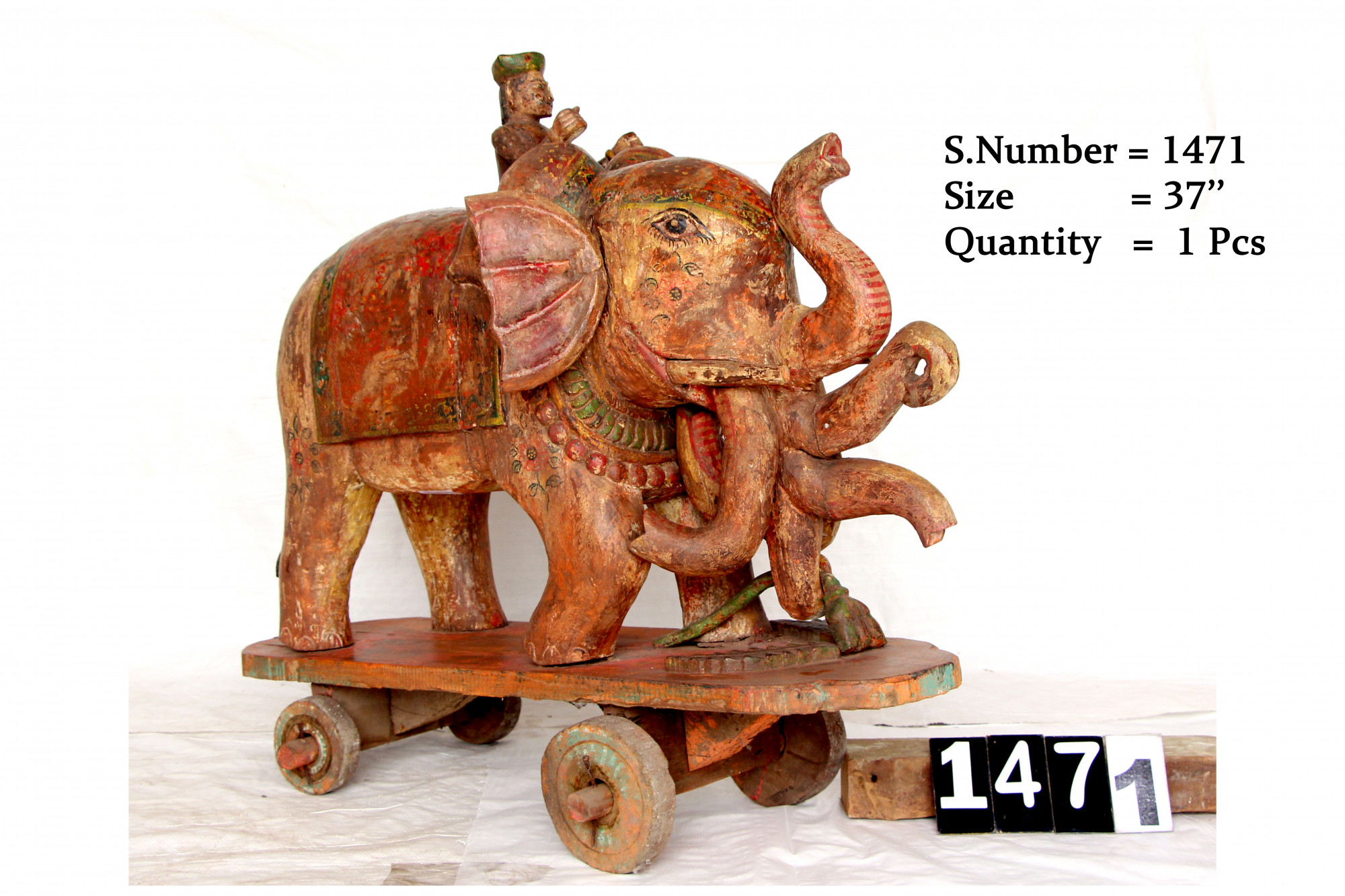 Vintage hand carved wooden elephant