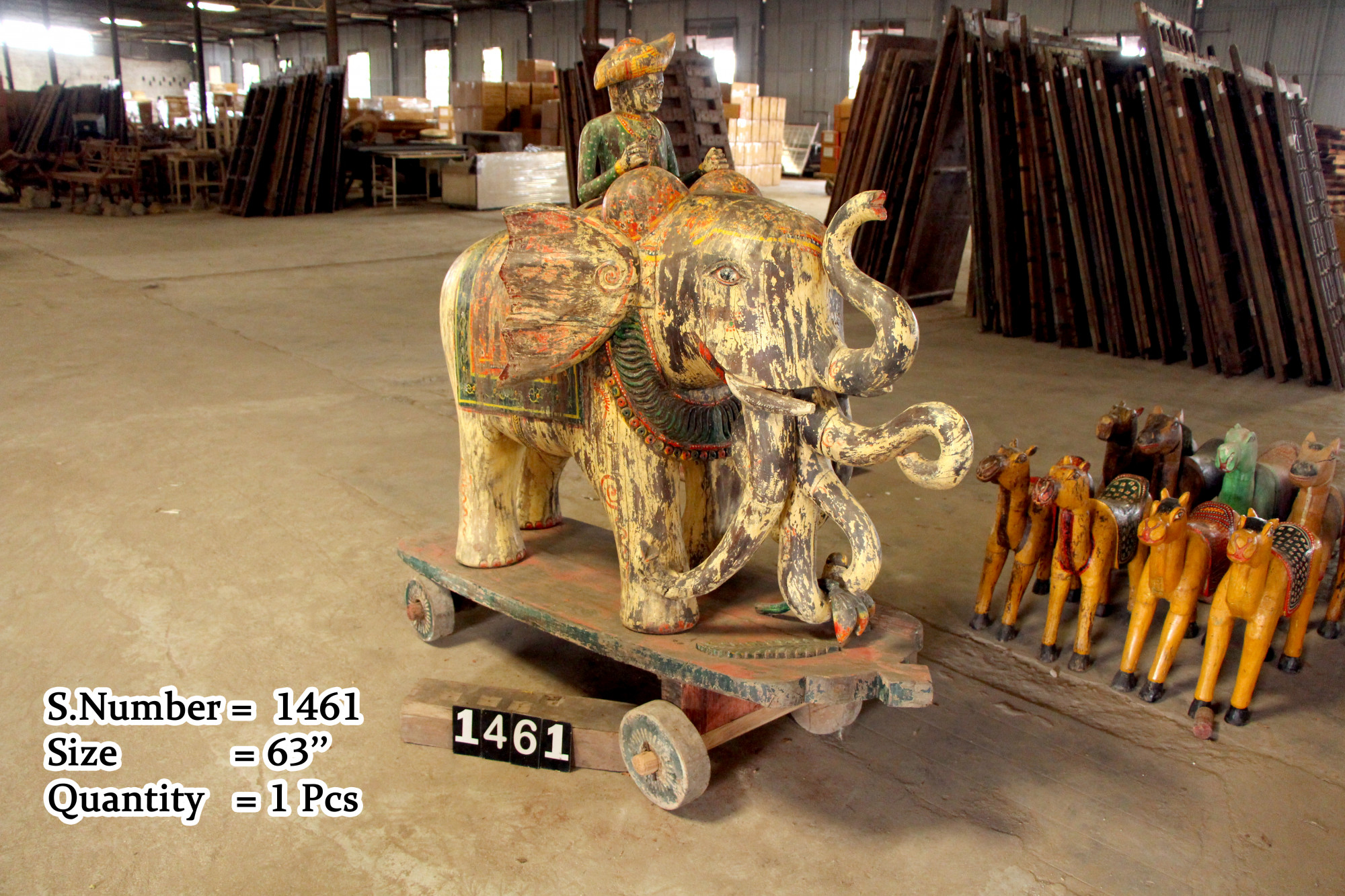 Vintage hand carved wooden elephant