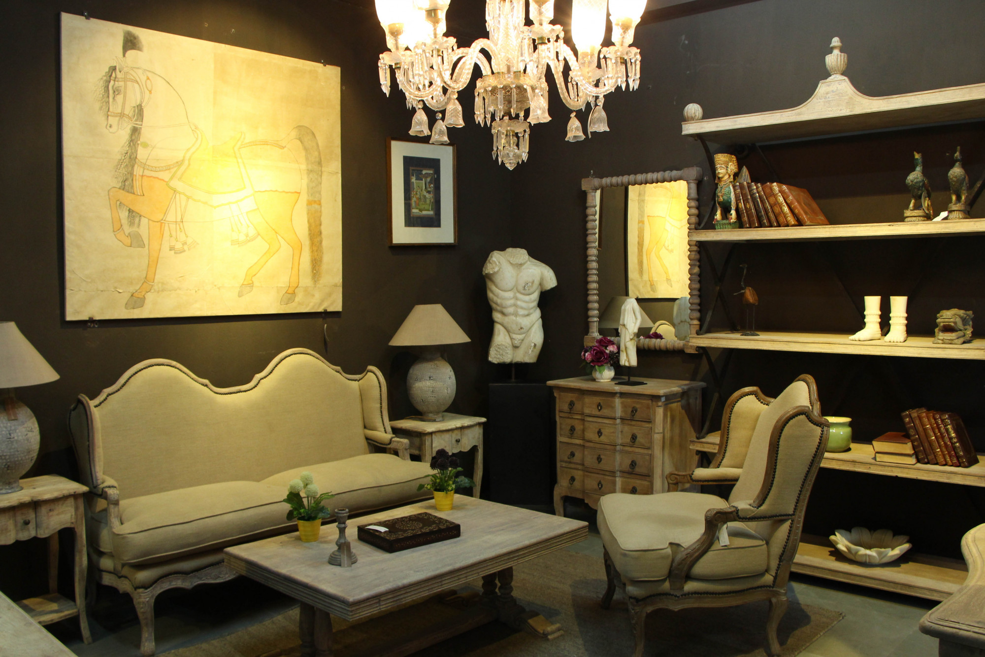 Green Marble torso on pedestal