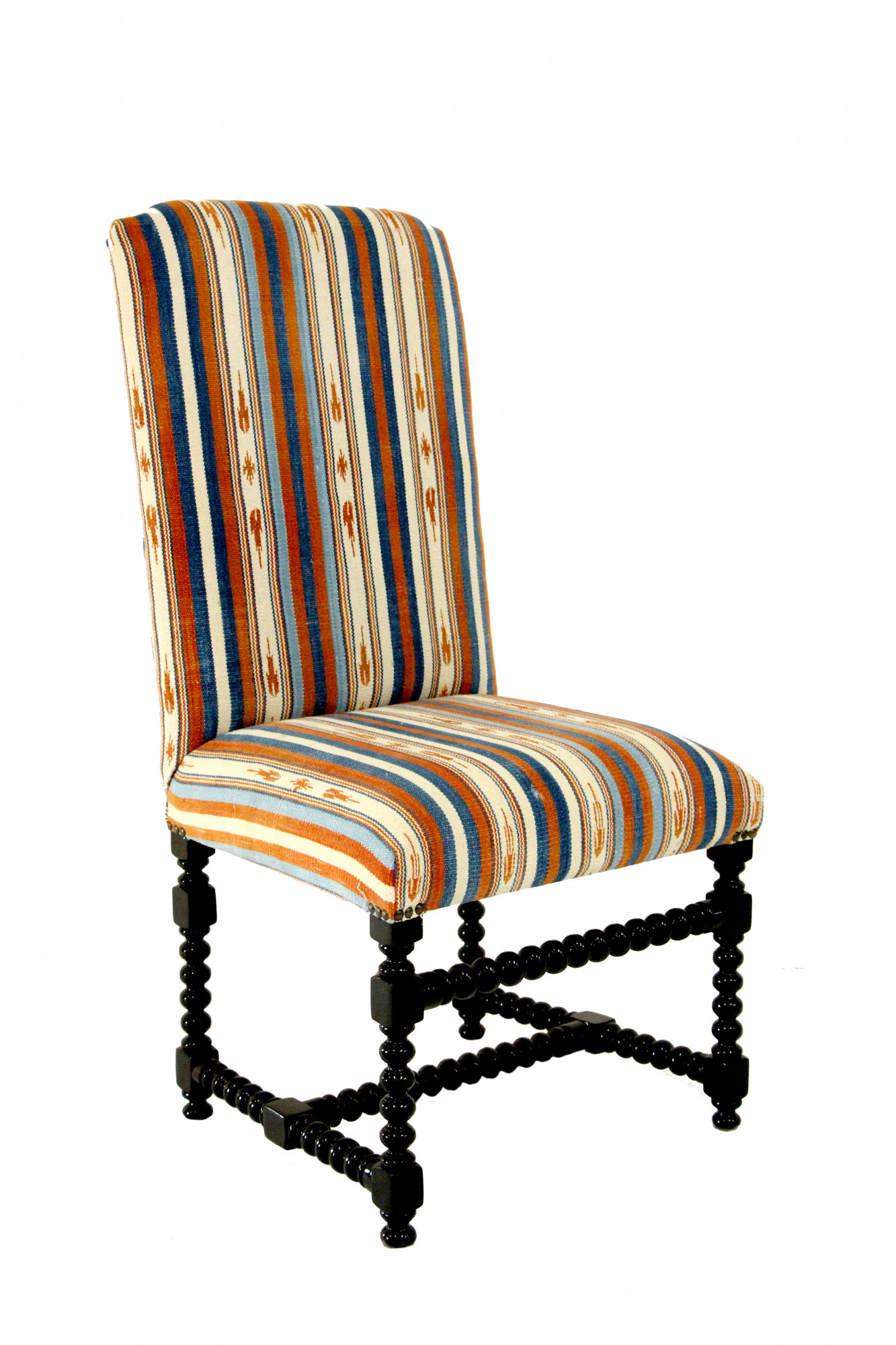 Dhurrie Spiral leg Spanish dining chair