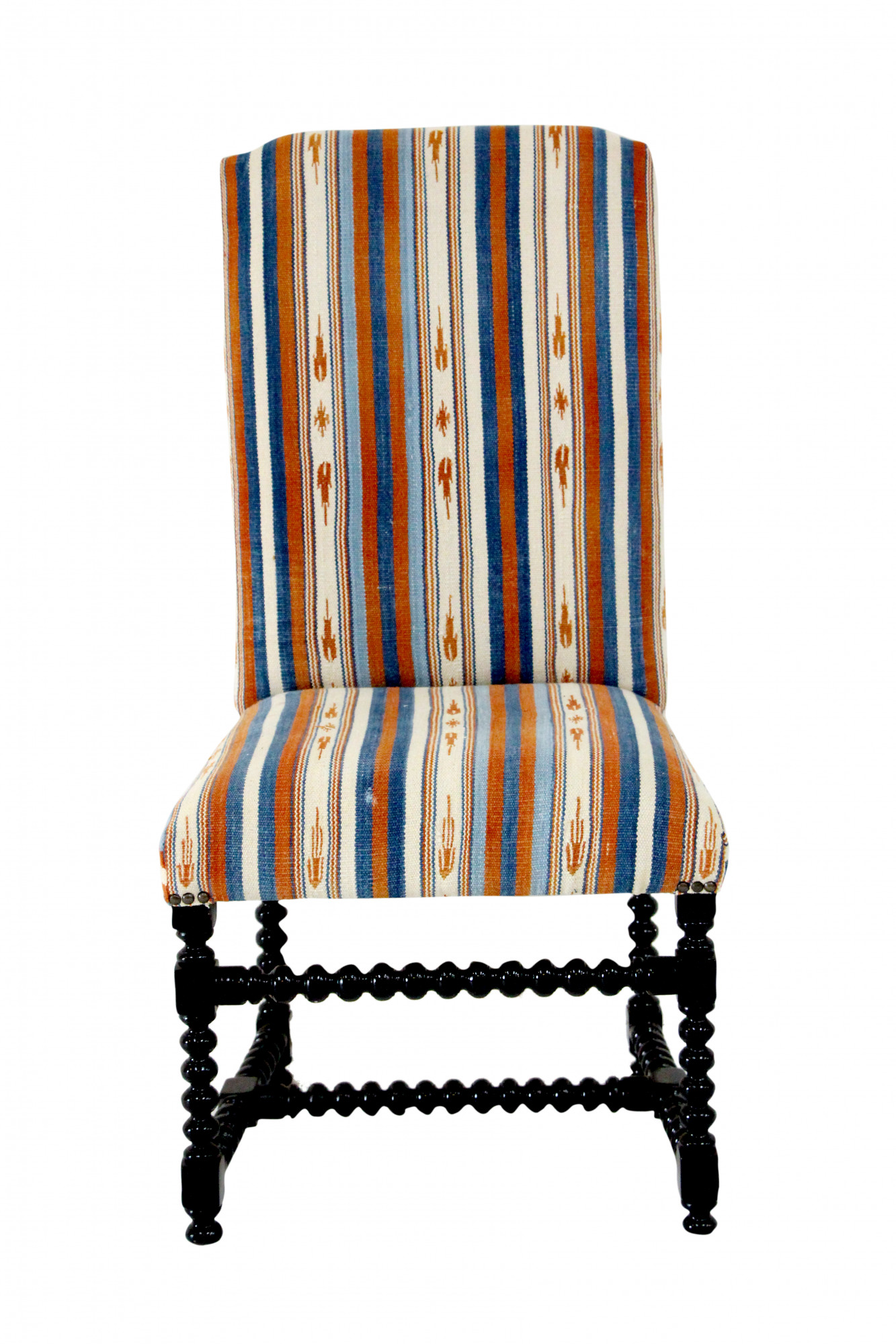 Dhurrie Spiral leg Spanish dining chair
