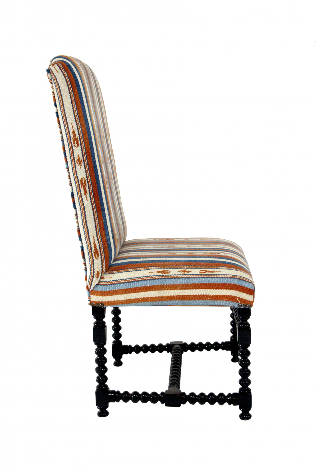 Dhurrie Spiral leg Spanish dining chair