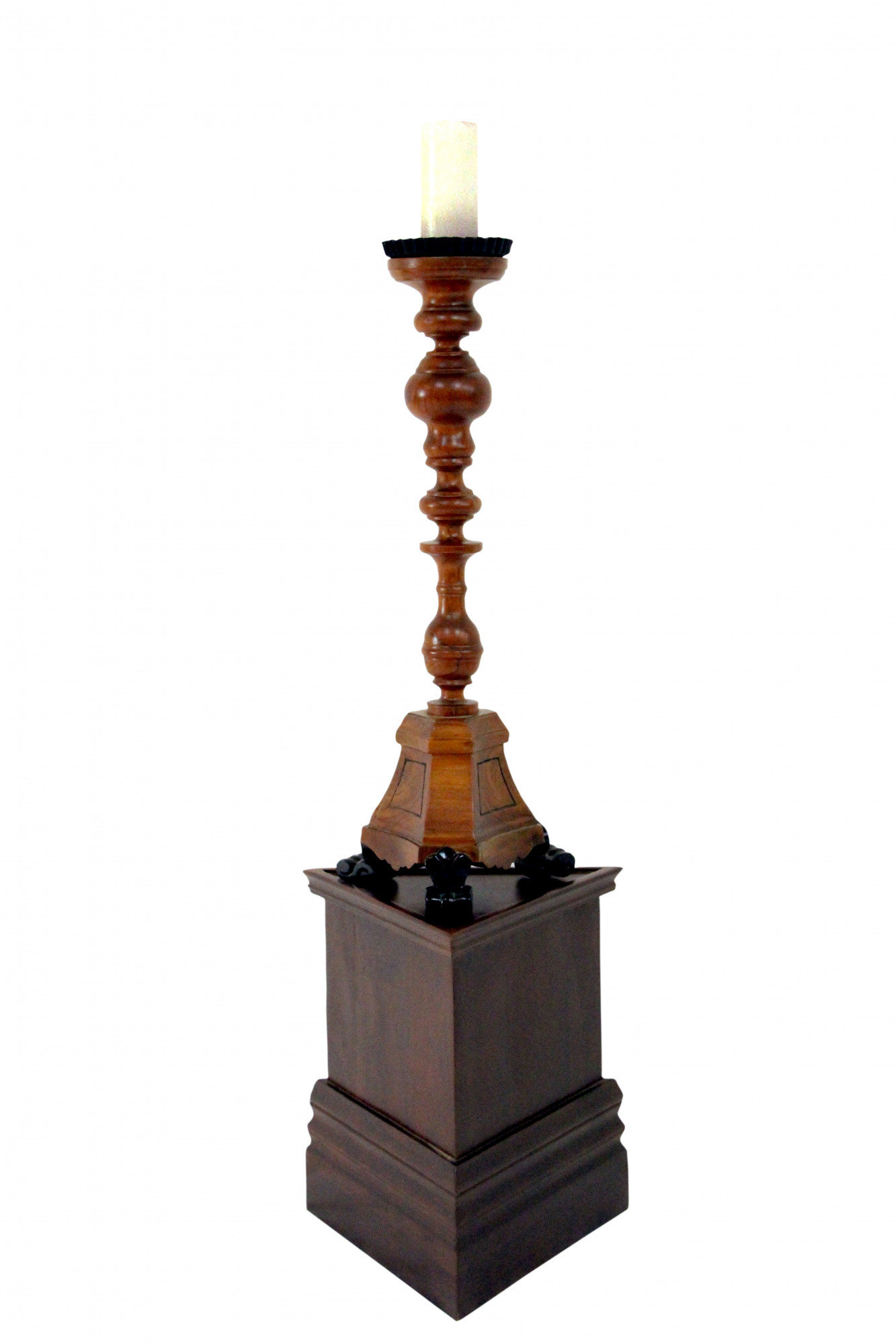 Stately wooden candle stand