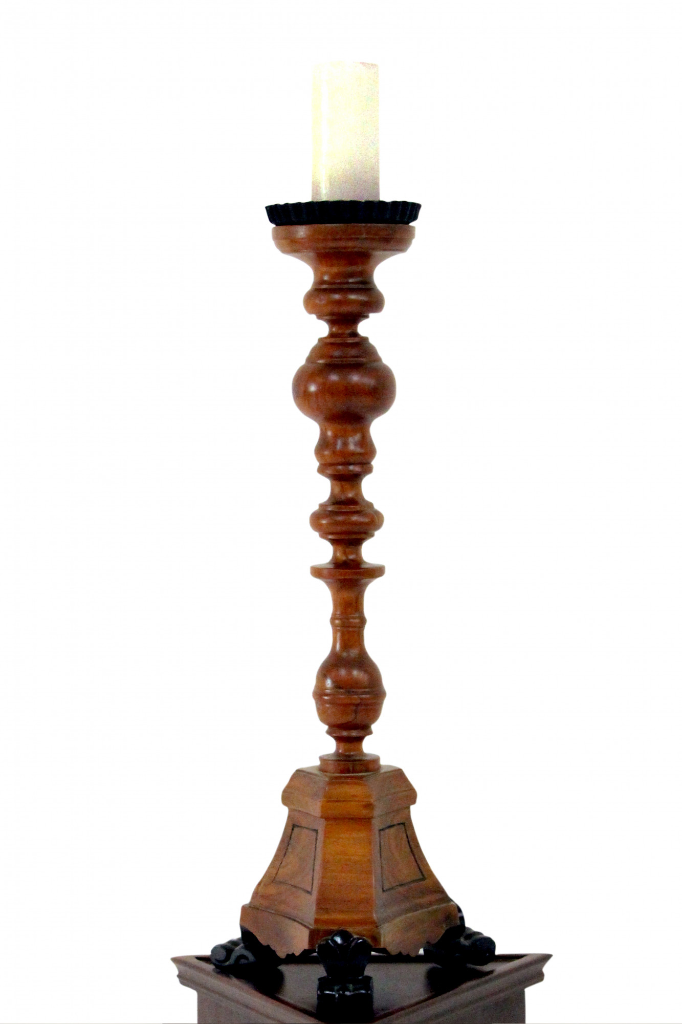 Stately wooden candle stand