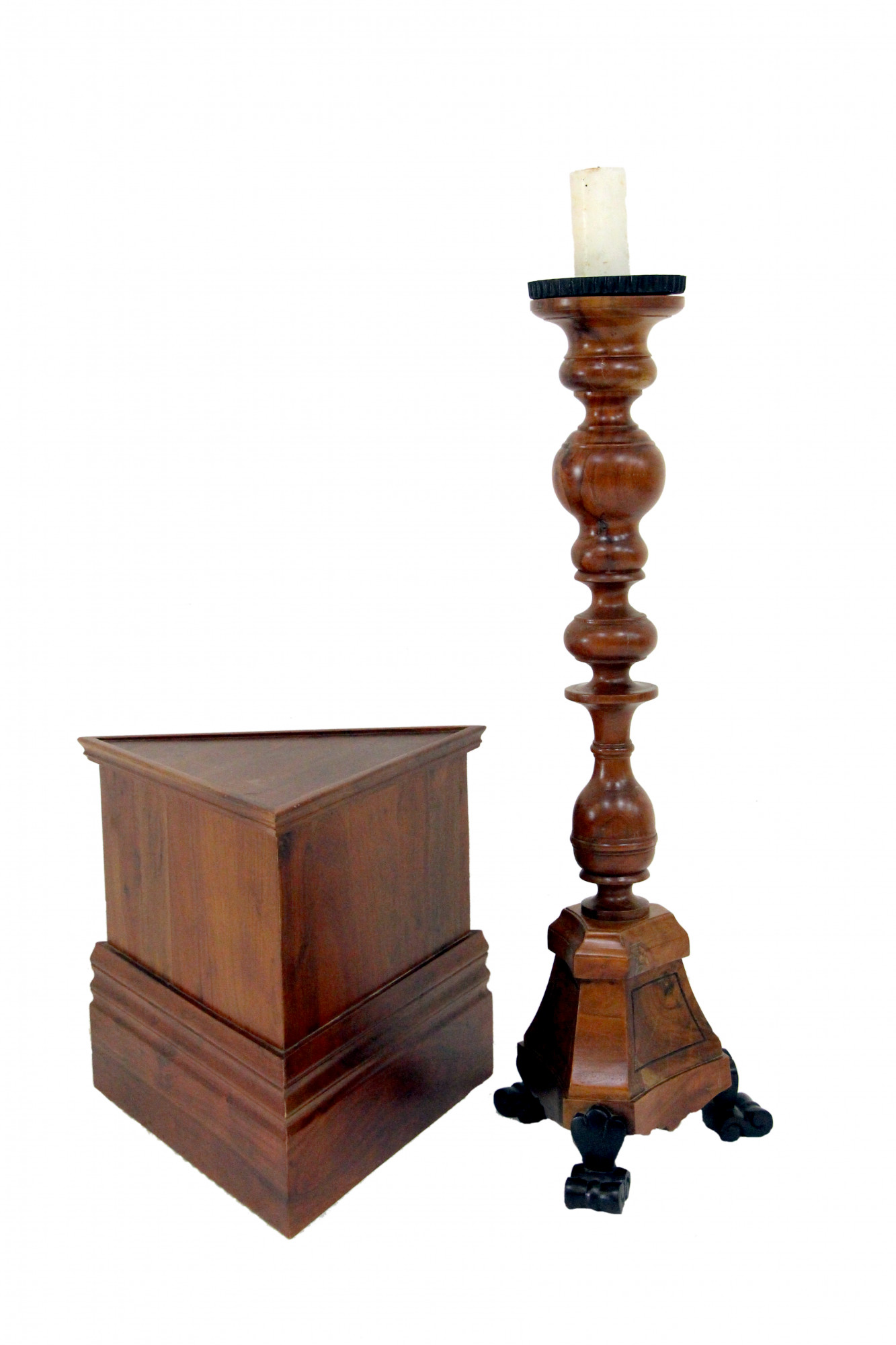 Stately wooden candle stand