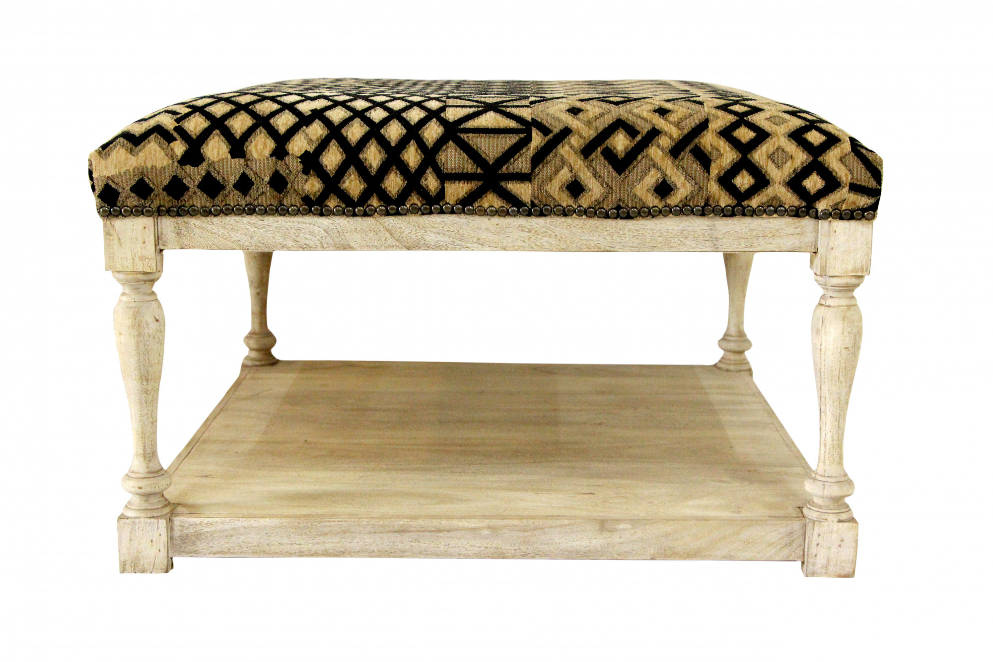 Tufted linen coffee table