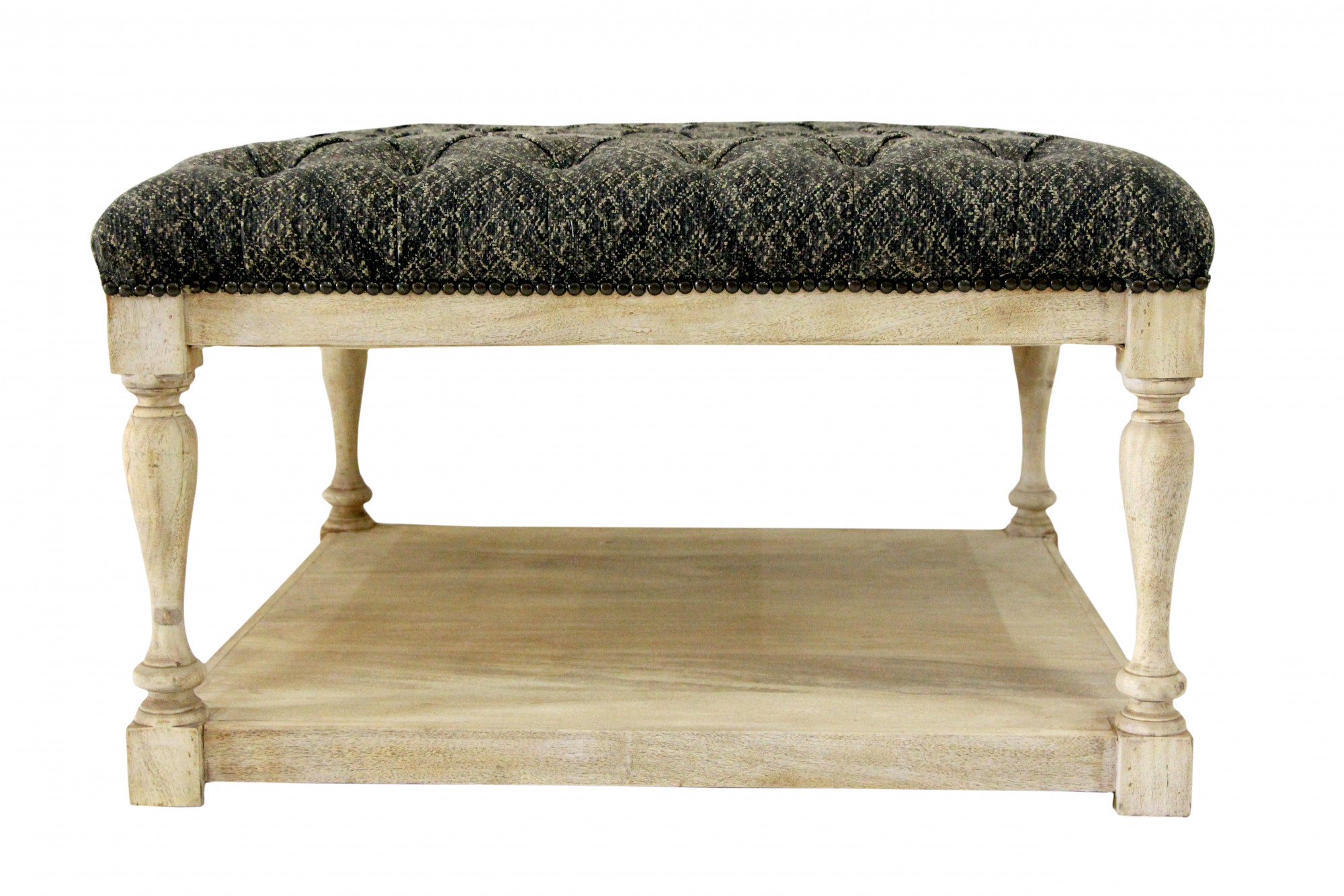 Tufted linen coffee table