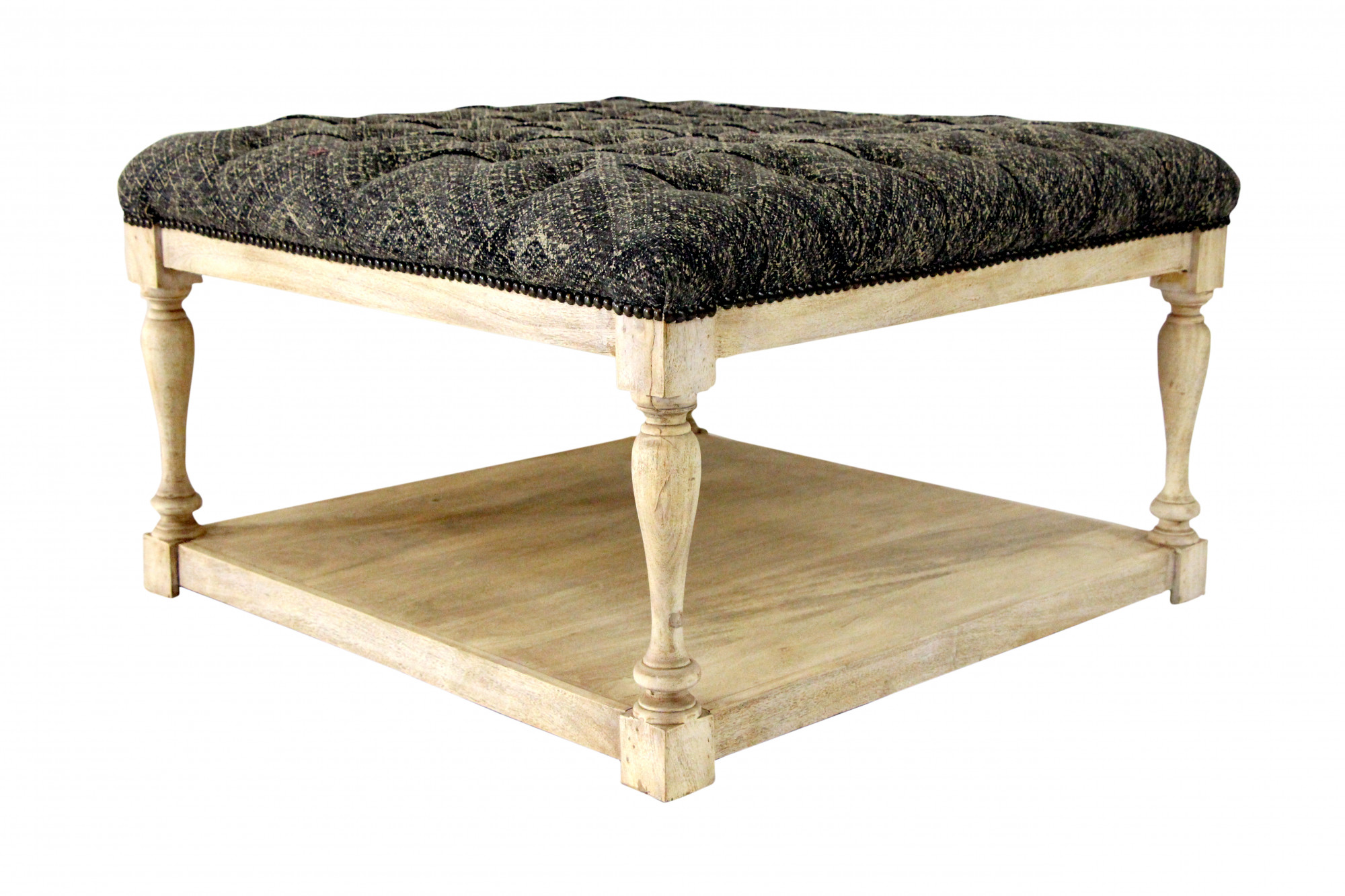 Tufted linen coffee table