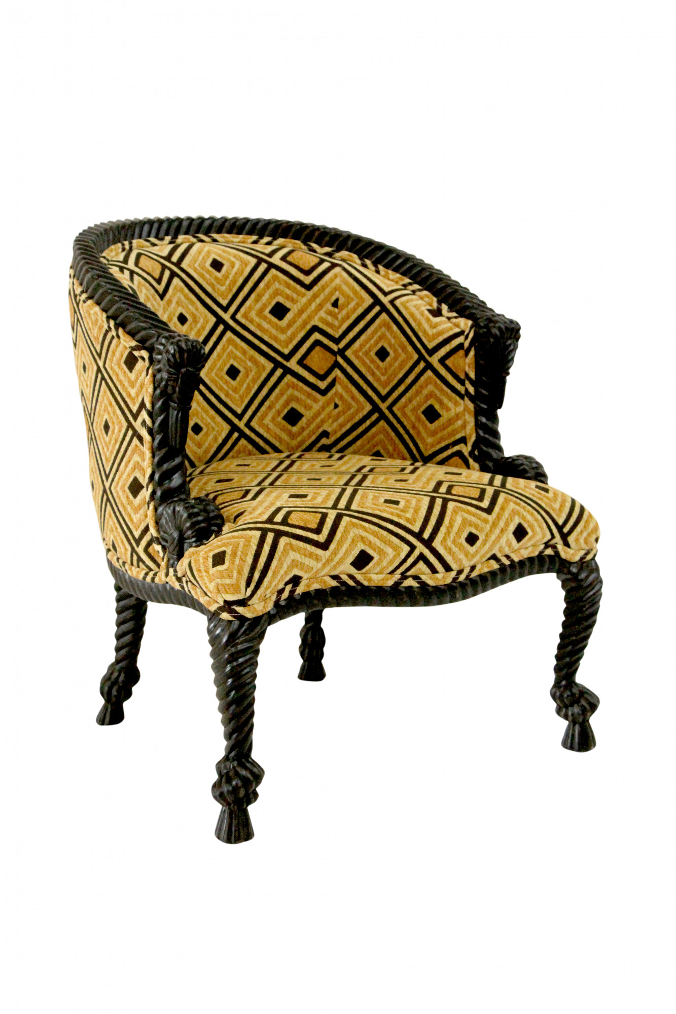 Statement rope carved Spanish tub chair