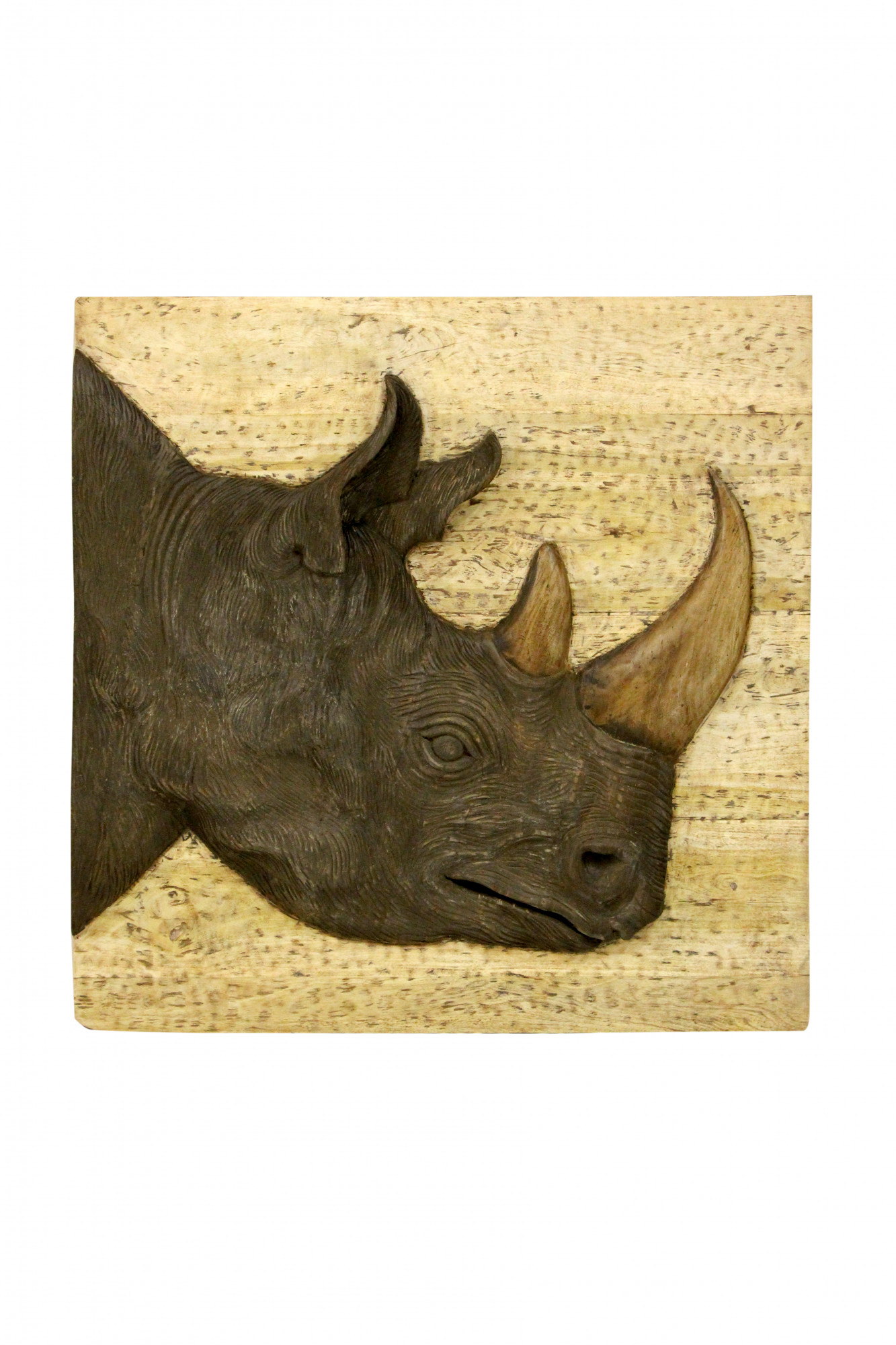 Rustic Rhino Relief Wall Art