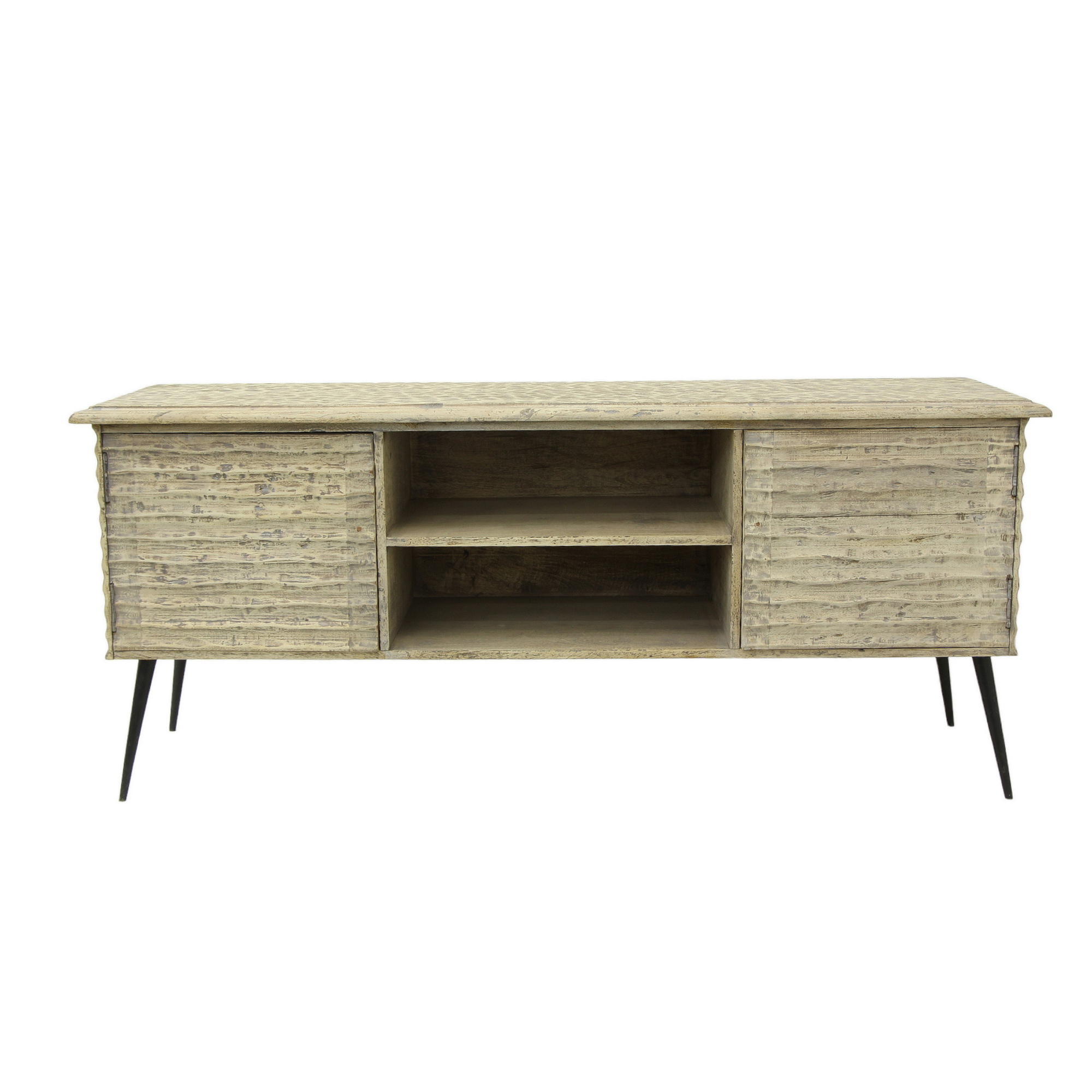 Hand hewn tv console