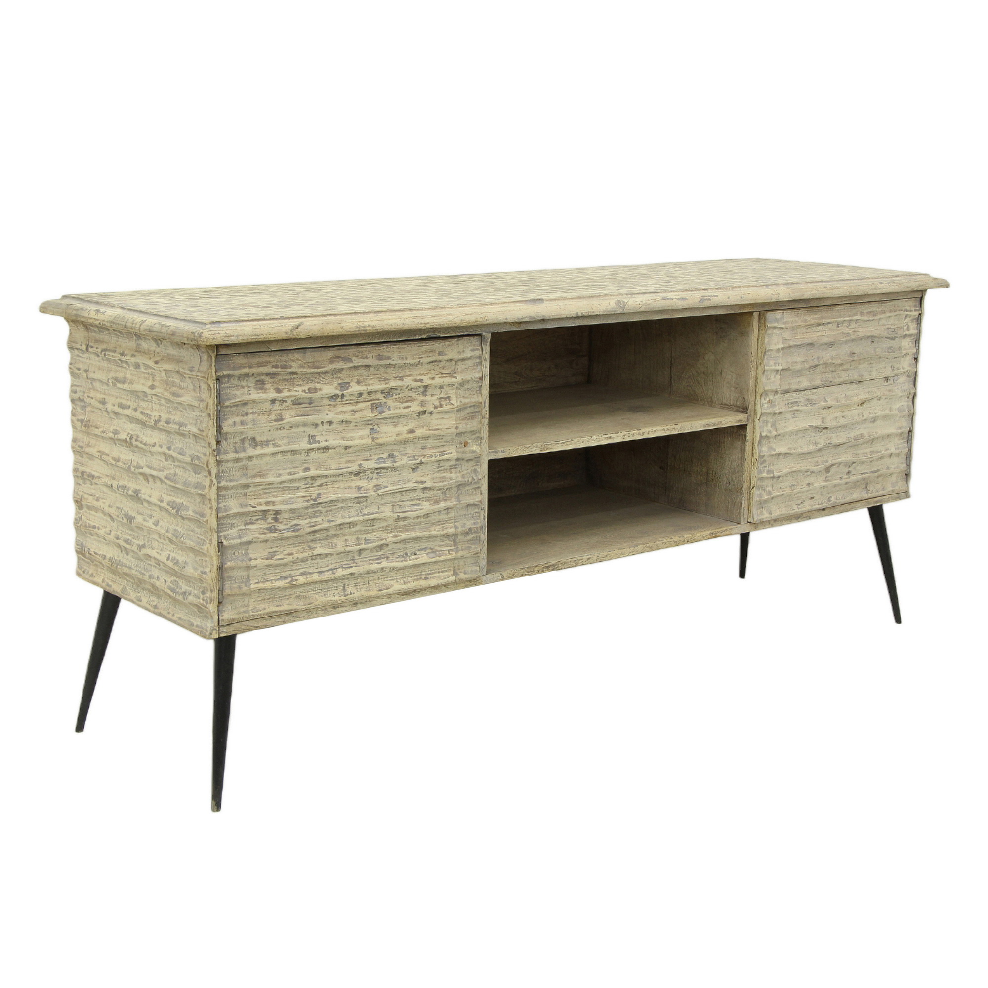 Hand hewn tv console