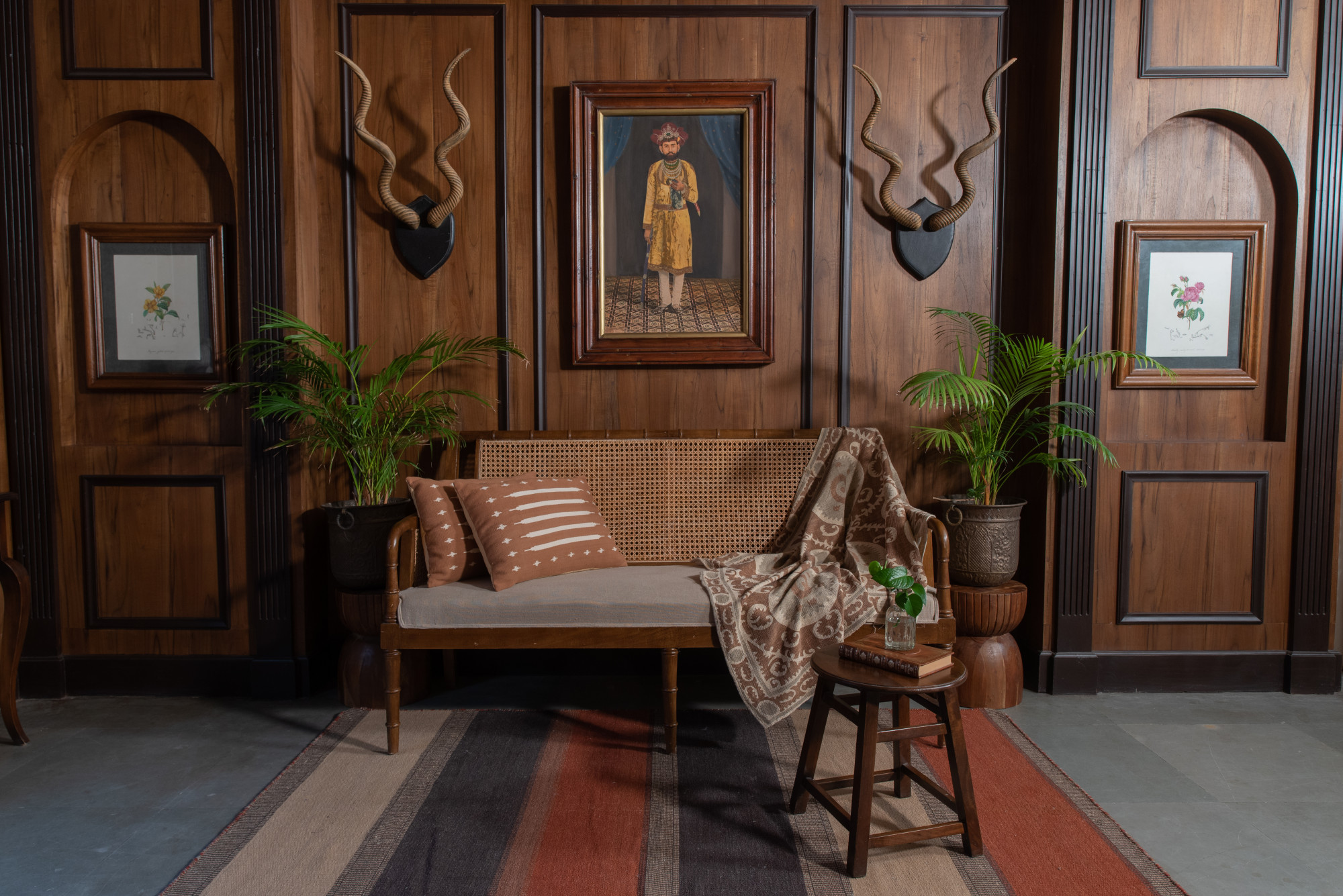 Rattan walnut sofa