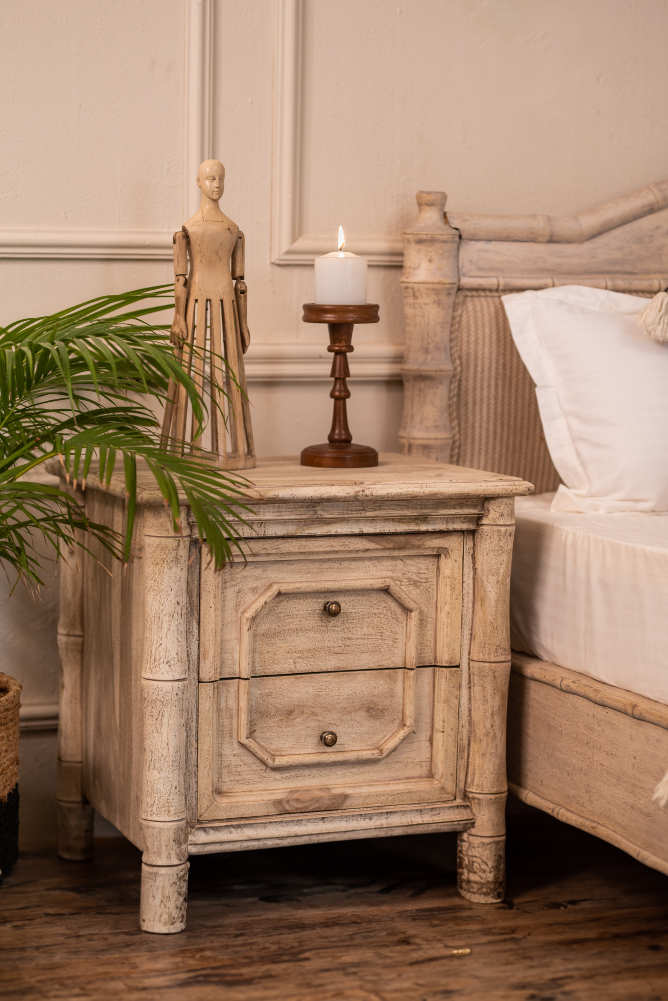 Faux bamboo boho side table