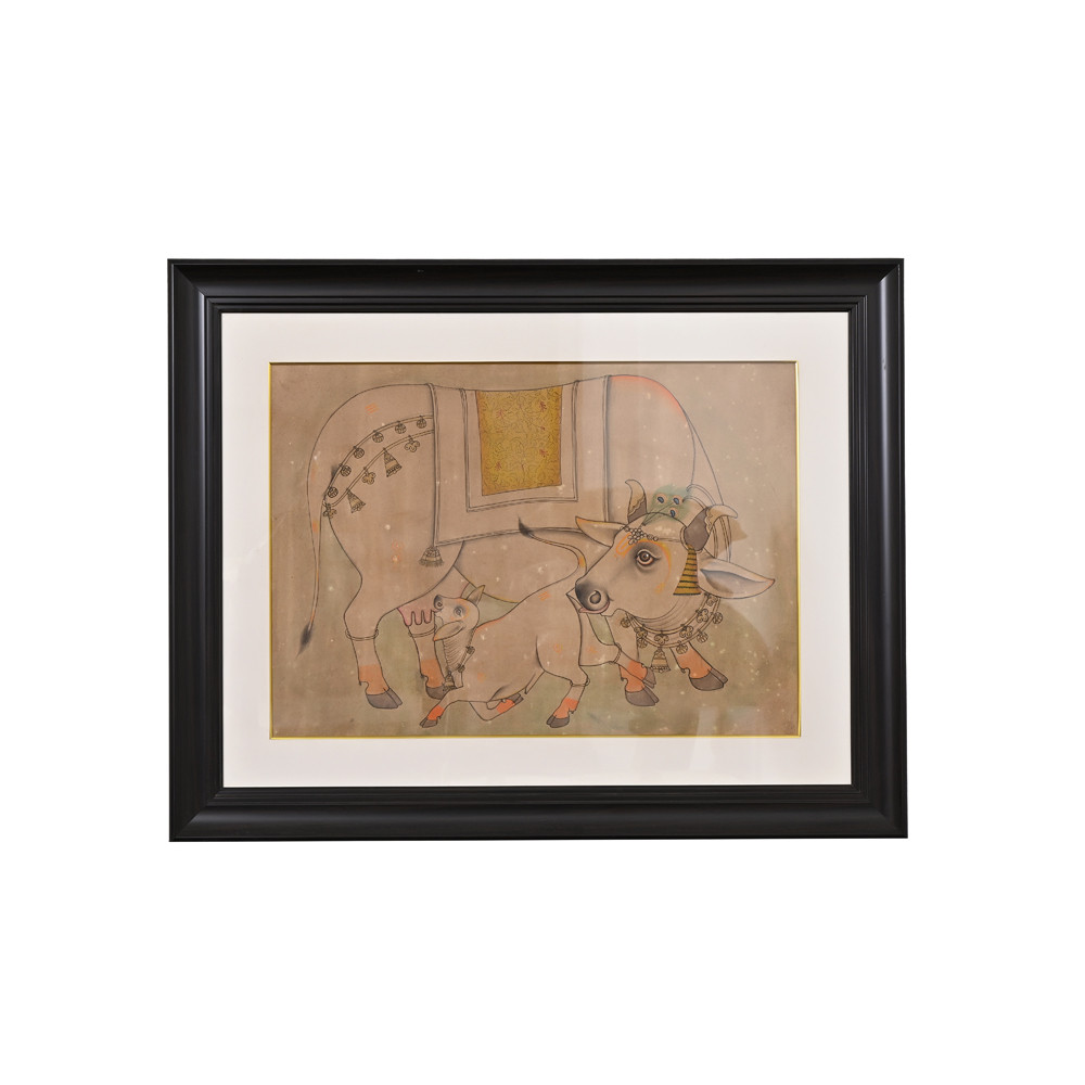 Cow and calf water colour painting