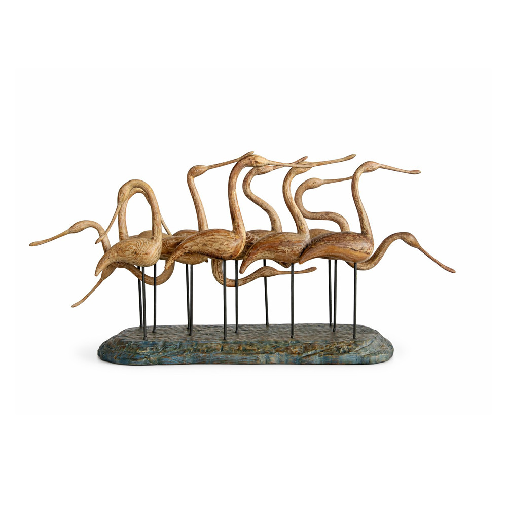wooden flamingo cluster- Wetland Birds Sculpture