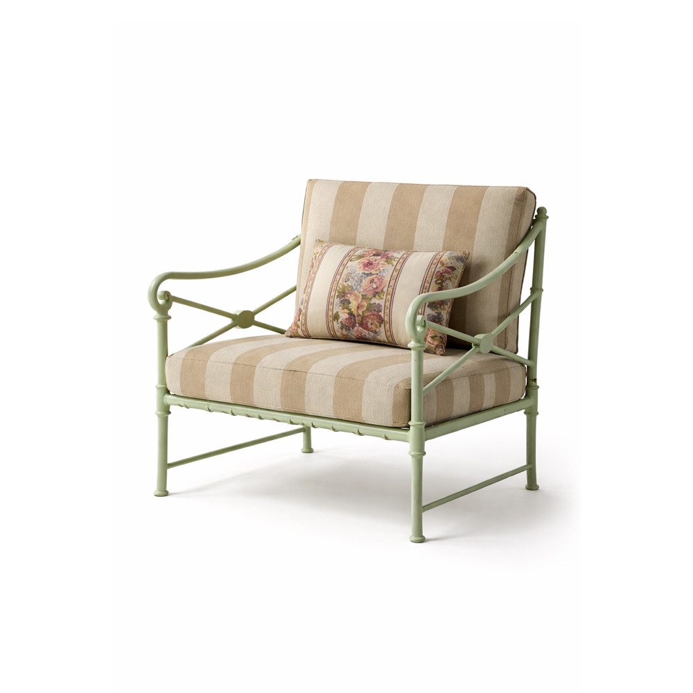 Image of La Roseraie Upholstered Iron Lounge Chair