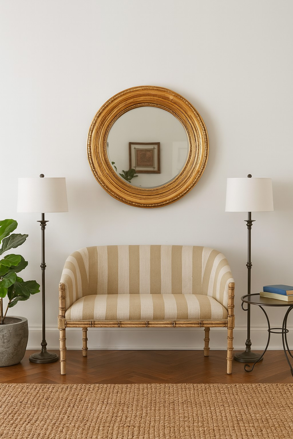 Linen carved loveseat