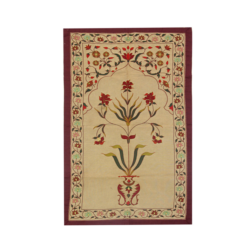 Floral Arch Hand-Embroidered Textile Panel