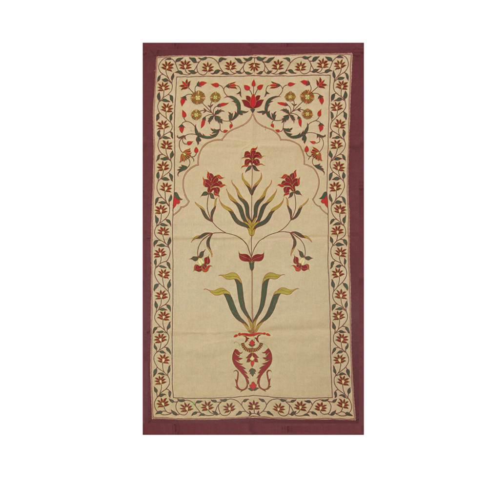 Floral Arch Hand-Embroidered Textile Panel