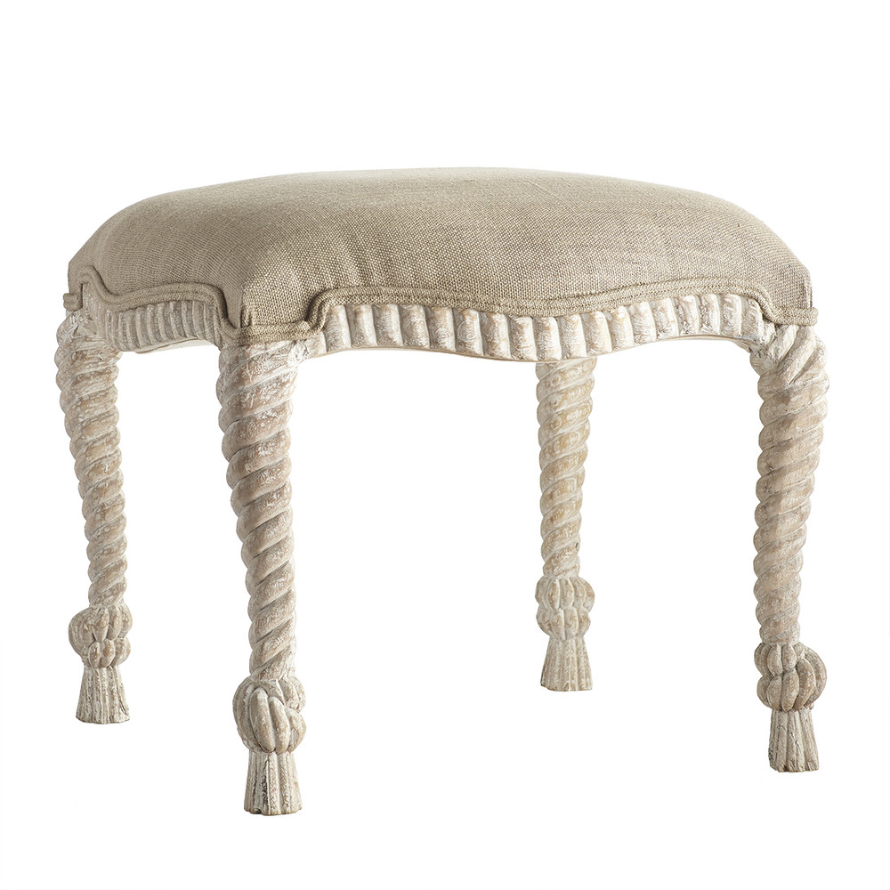 Twisted rope upholstered stool