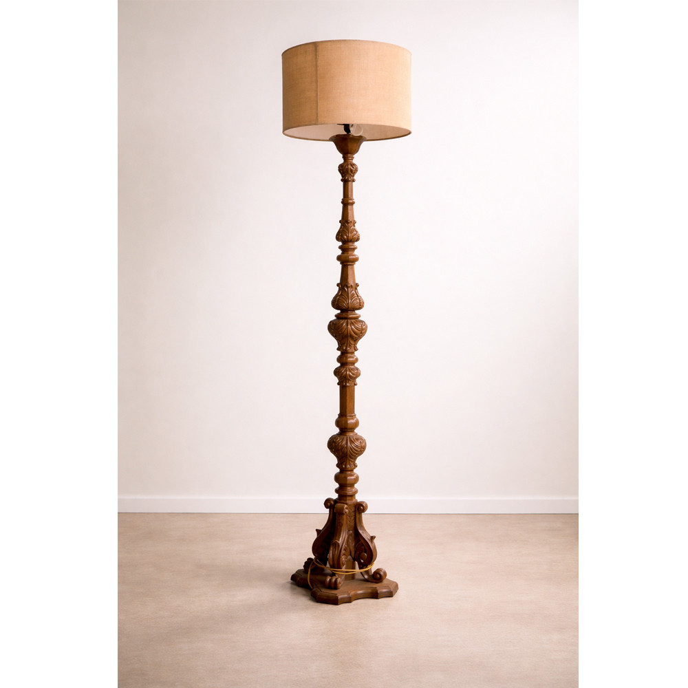Ornate Baroque floor lamp in neutral room