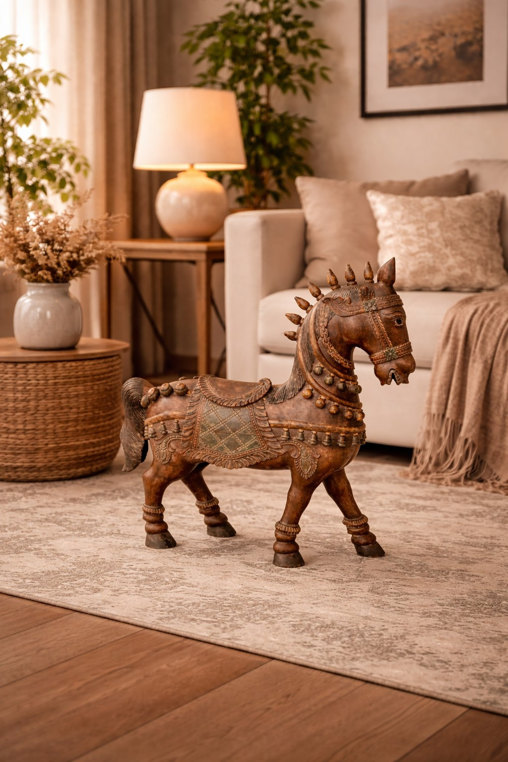 Vintage carved wooden horse