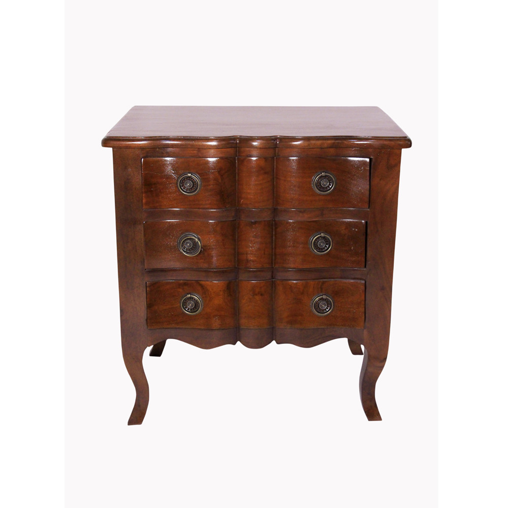 Classic Curved Three-Drawer Bedside Chest