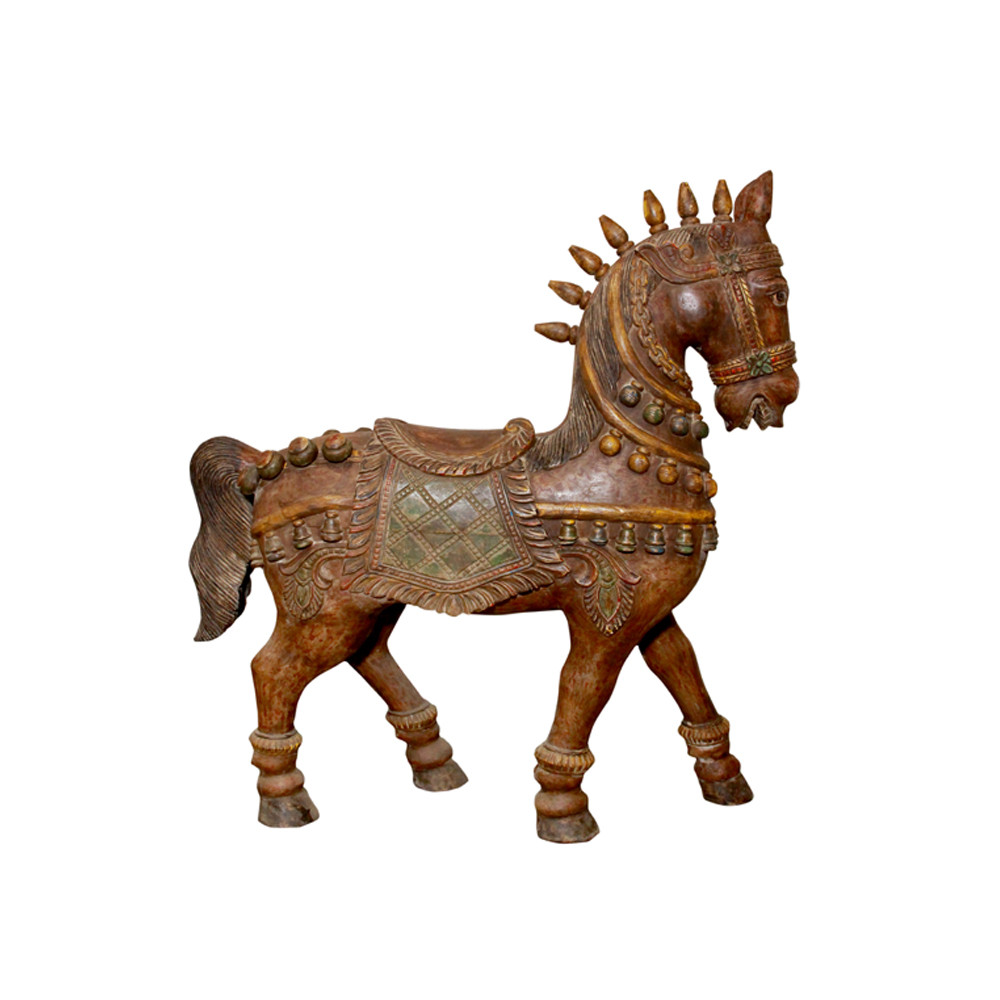 Image of Vintage carved wooden horse