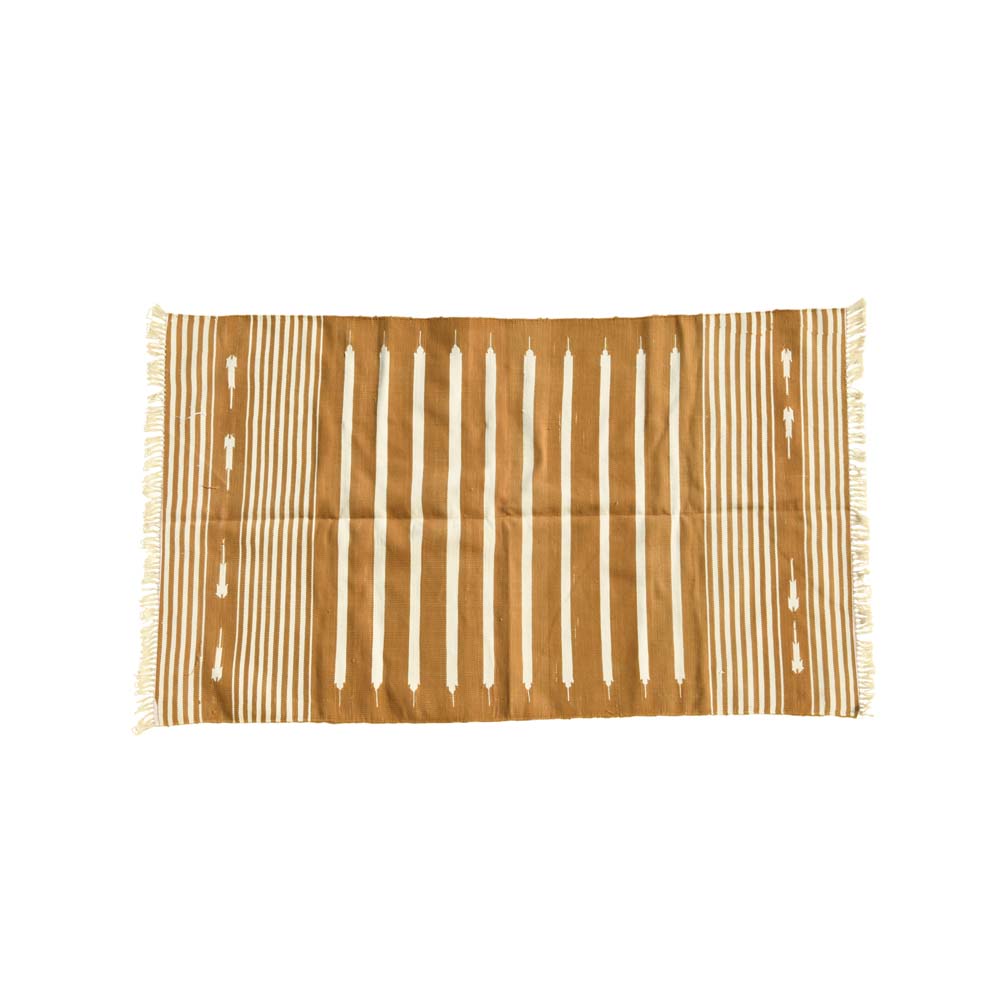Brown haveli stripe rug