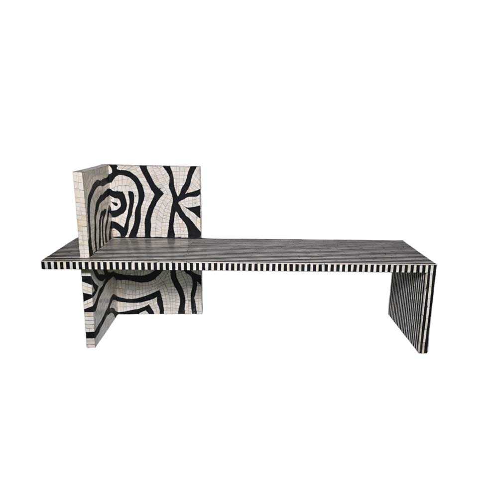 Totem Black and white inlay bench