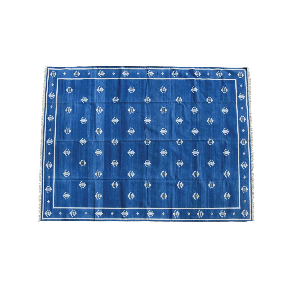 Fleur de lis blue and white rug
