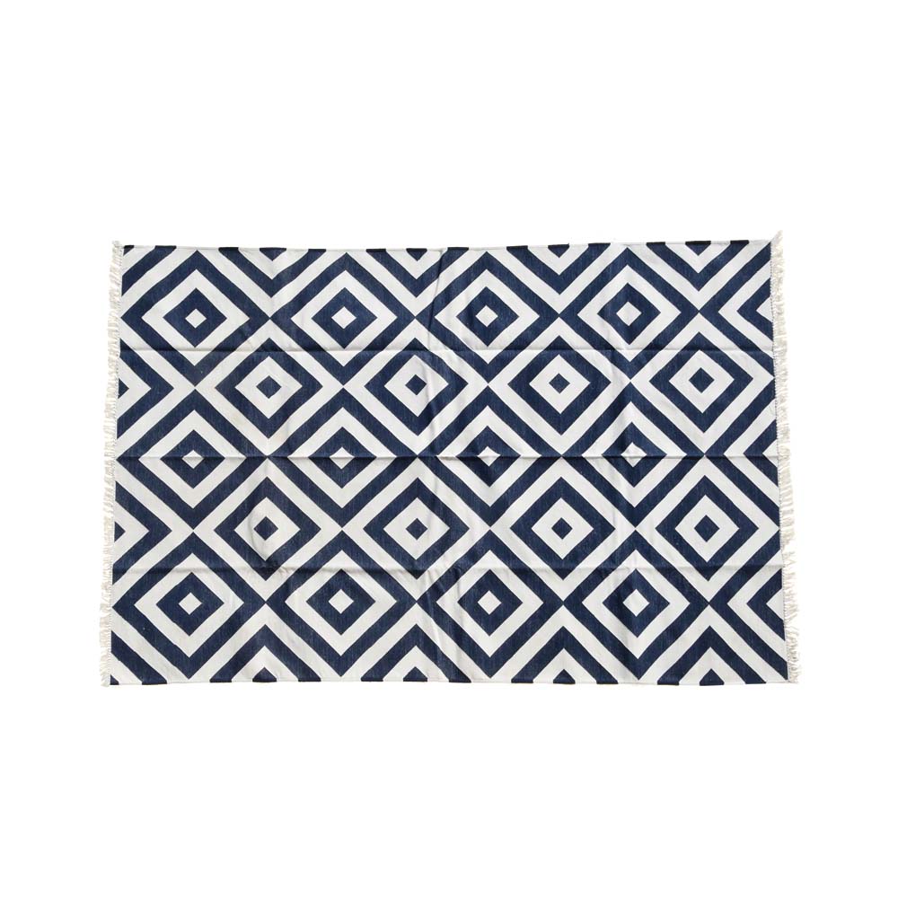Blue and white zulu geometric rug
