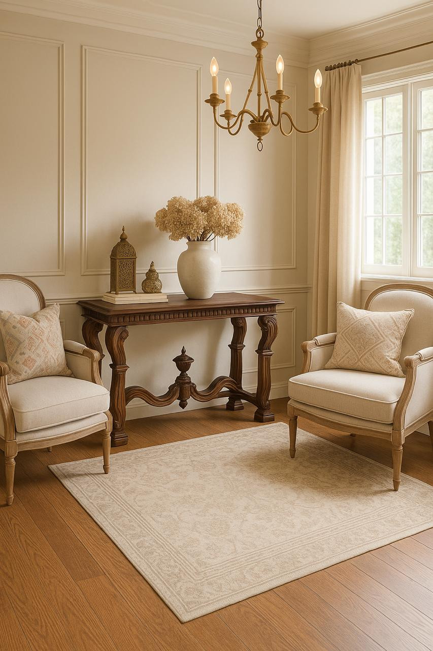 Acacia and black marble top console table