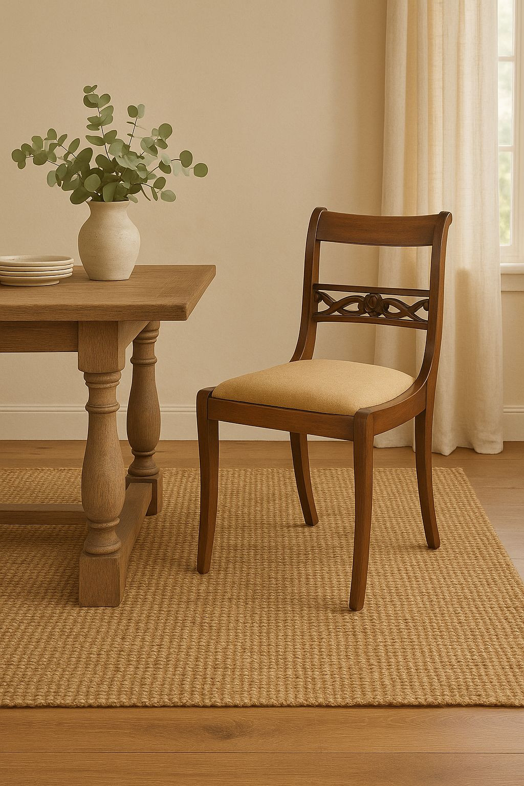 Compact walnut dining table