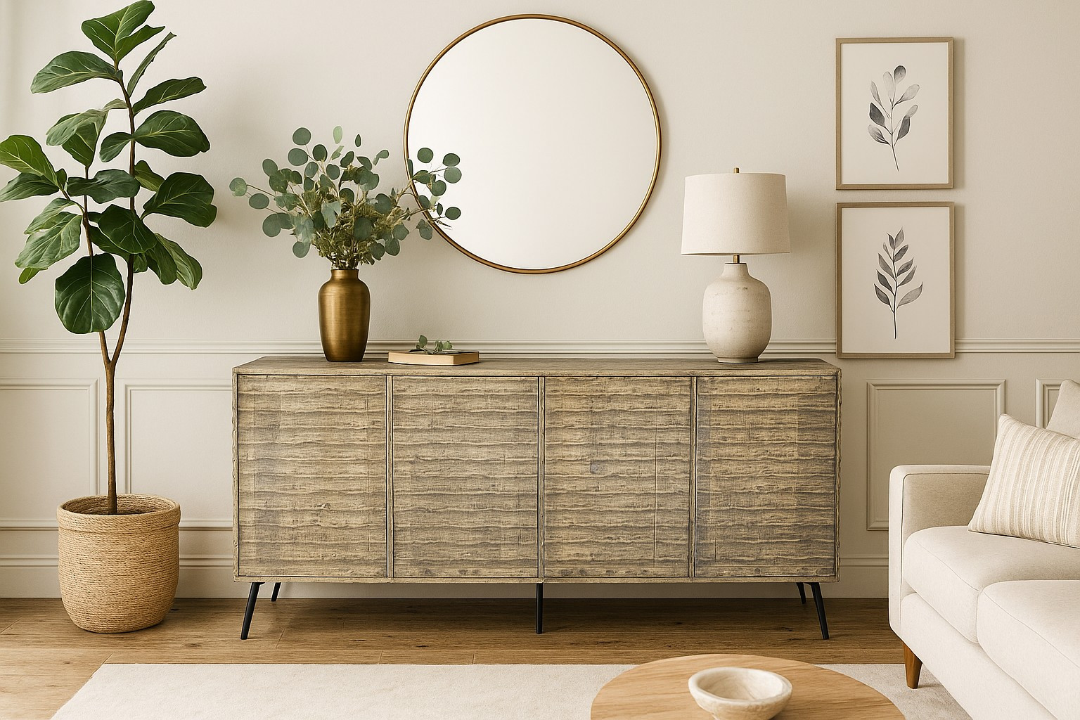 Hand hewn sideboard