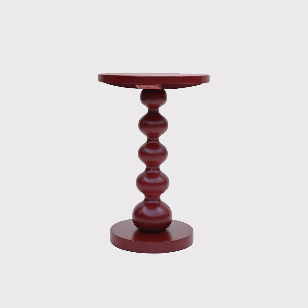 Red Sculptural Pedestal Side Table