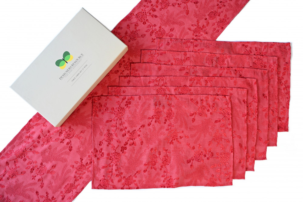 Image of Luxury Floral Jacquard Table Linen Set