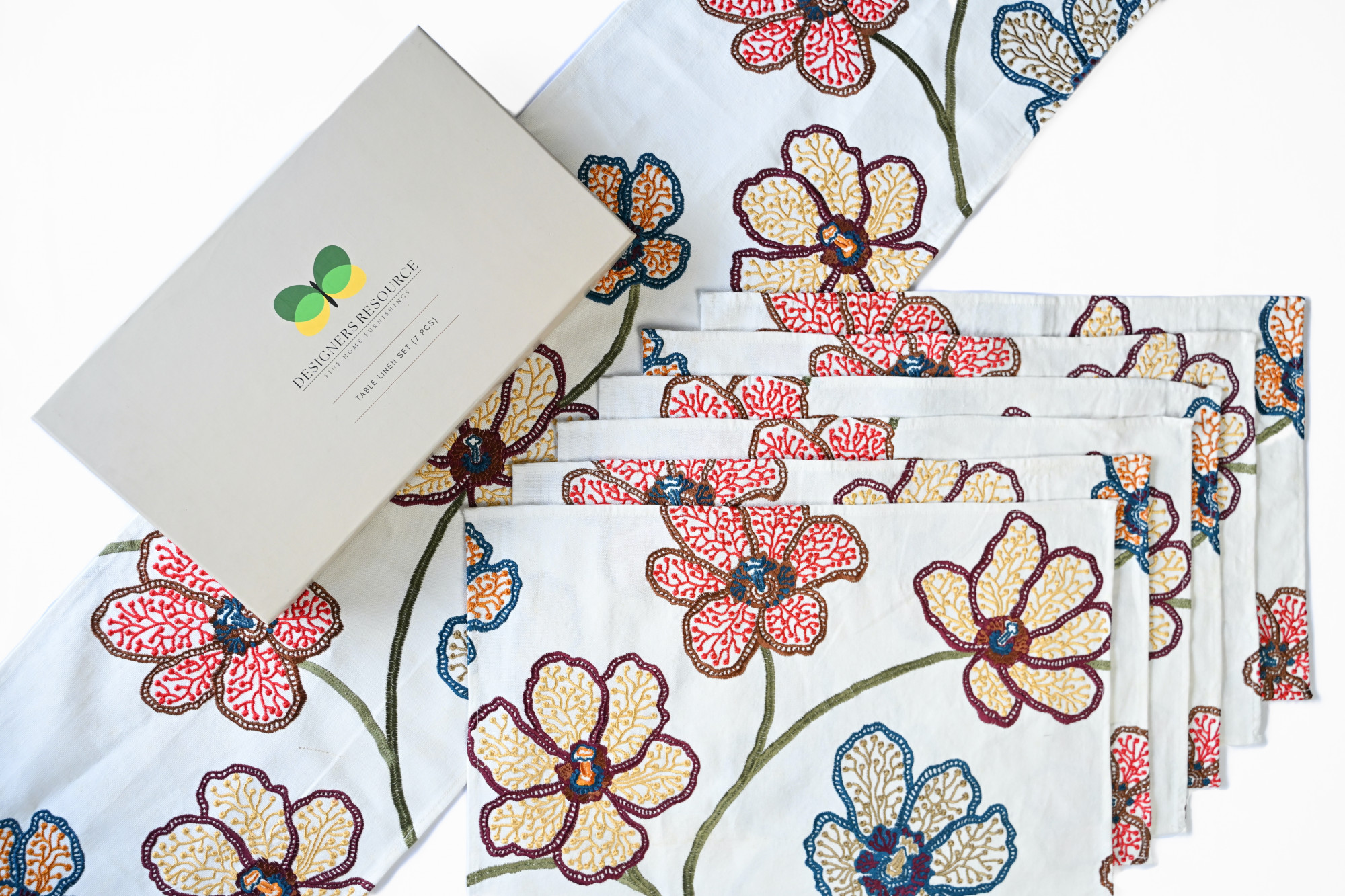 Embroidered Bloom Garden Table Linen Set