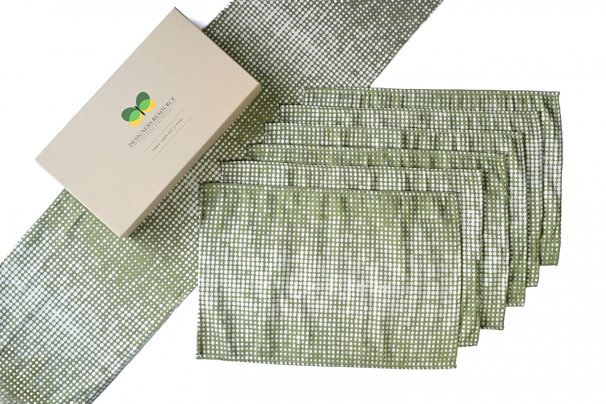 OLIVE MOSAIC DOTTED TABLE LINEN SET