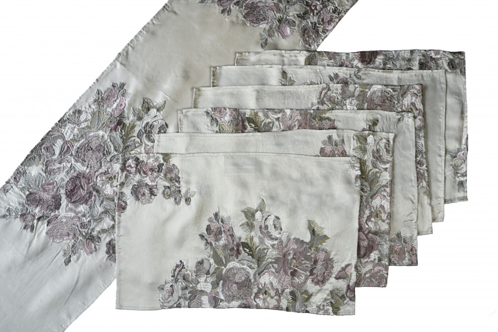 Image of ROYAL FLORAL DAMASK TABLE LINEN SET